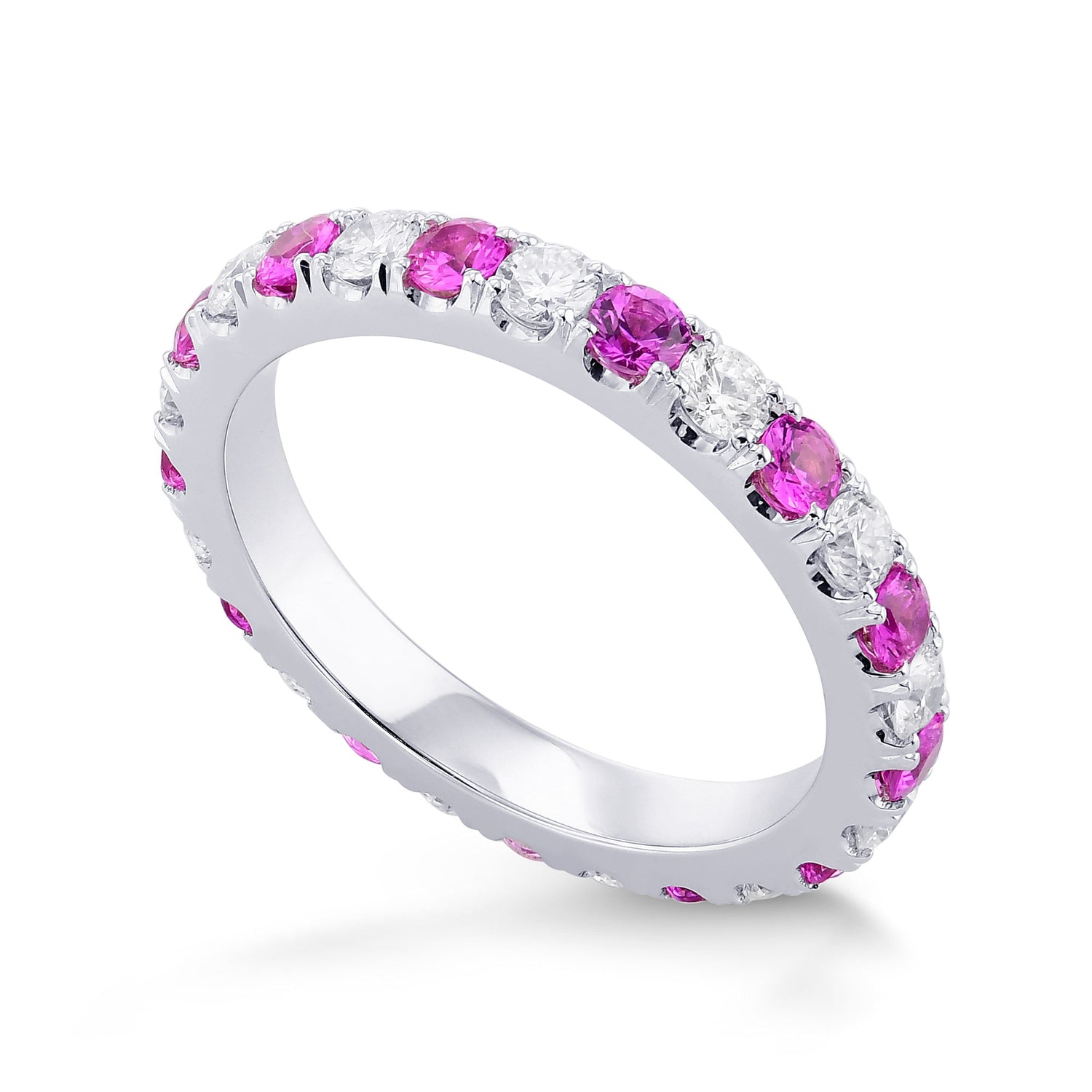 Pink Sapphire & White Diamond Eternity Band 