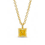 Asscher Cut Fancy Intense Yellow Diamond Solitaire Pendant