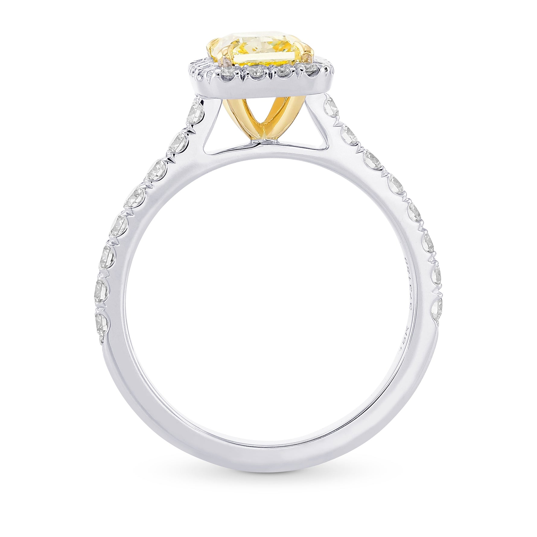 Fancy Yellow Radiant Diamond Halo Ring 
