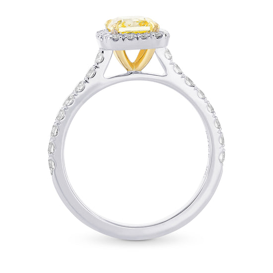 Fancy Yellow Radiant Diamond Halo Ring 