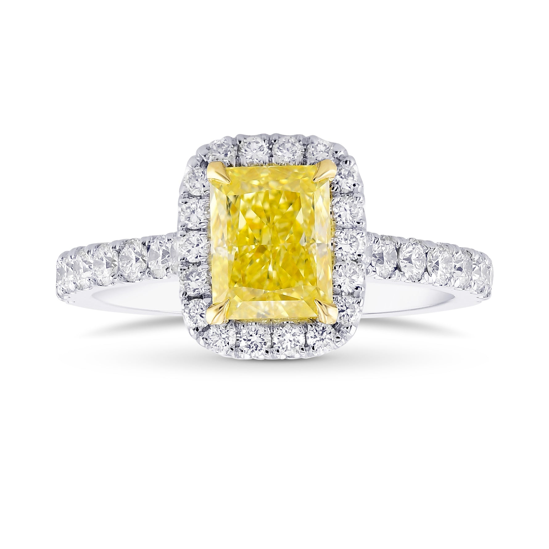 Fancy Yellow Radiant Diamond Halo Ring 