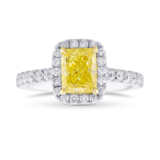 Fancy Yellow Radiant Diamond Halo Ring 