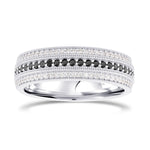 Wide Black Diamond Milgrain Wedding Band Ring