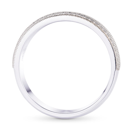 Wide Black Diamond Milgrain Wedding Band Ring