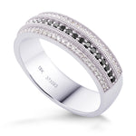 Wide Black Diamond Milgrain Wedding Band Ring