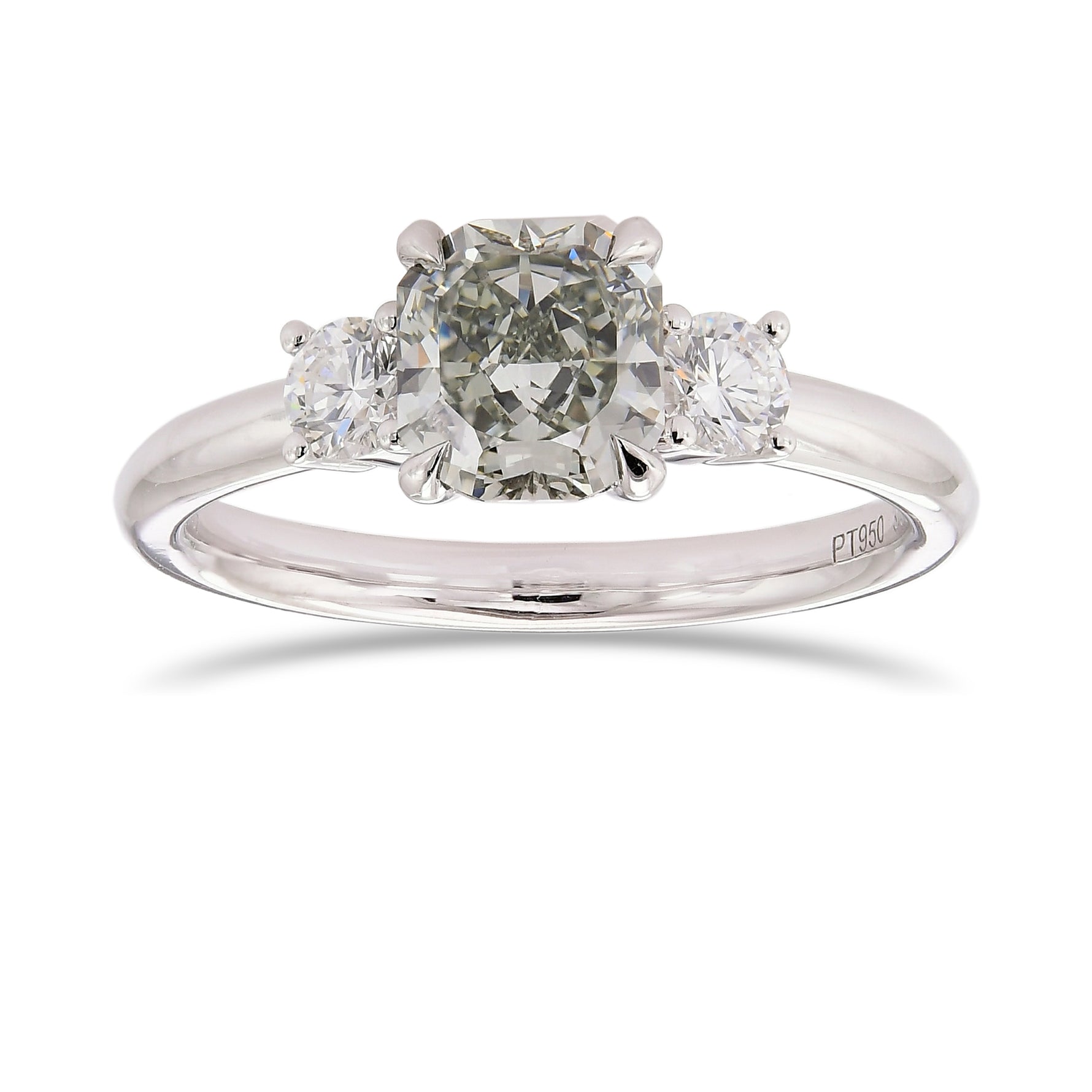 Chameleon Cushion Three Stone Diamond Ring