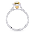 Fancy Brownish Greenish Yellow Emerald Diamond Halo Ring