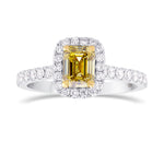 Fancy Brownish Greenish Yellow Emerald Diamond Halo Ring