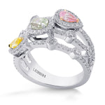 Mix Color Diamond Halo Strand Ring