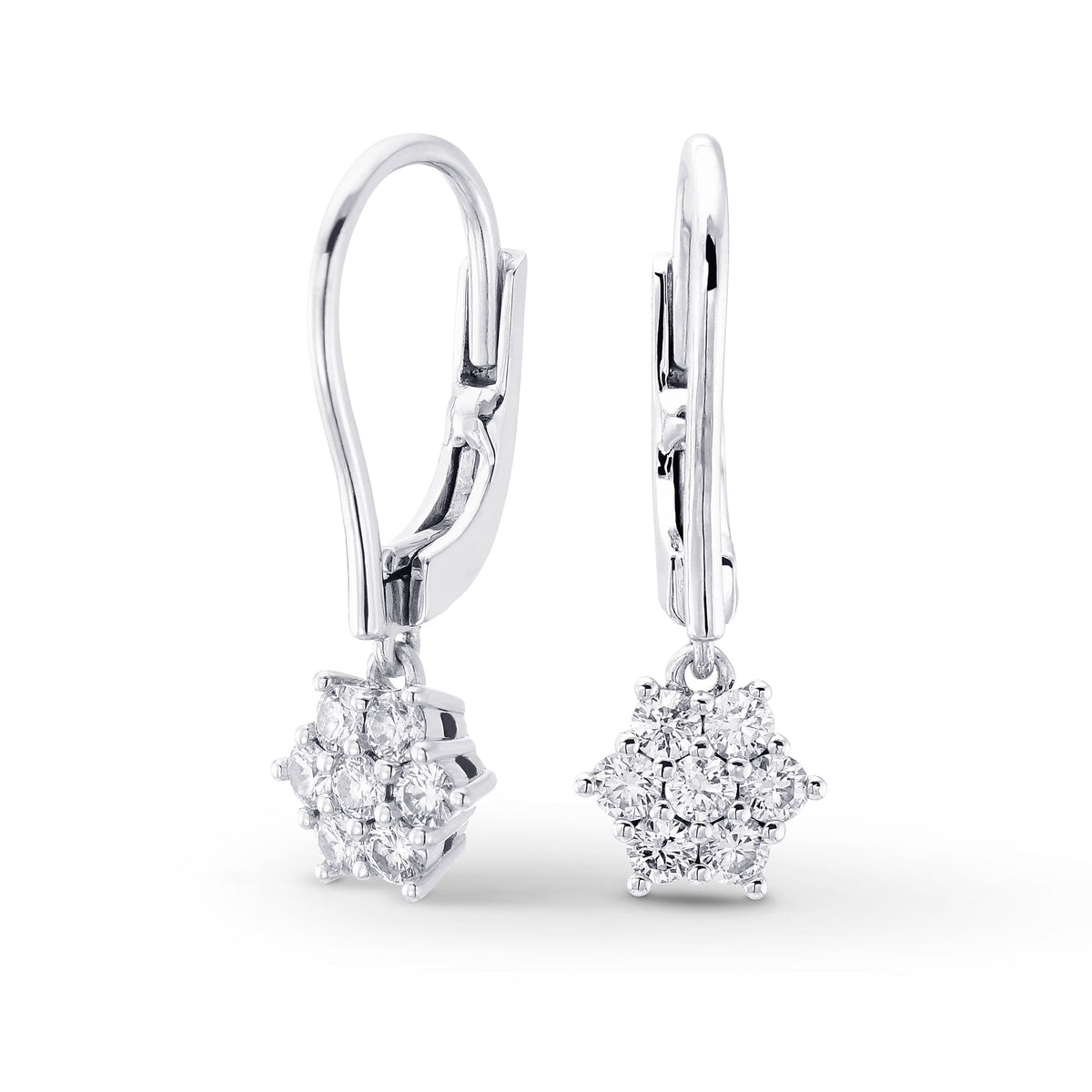 Round Pave Diamond Floral Earrings