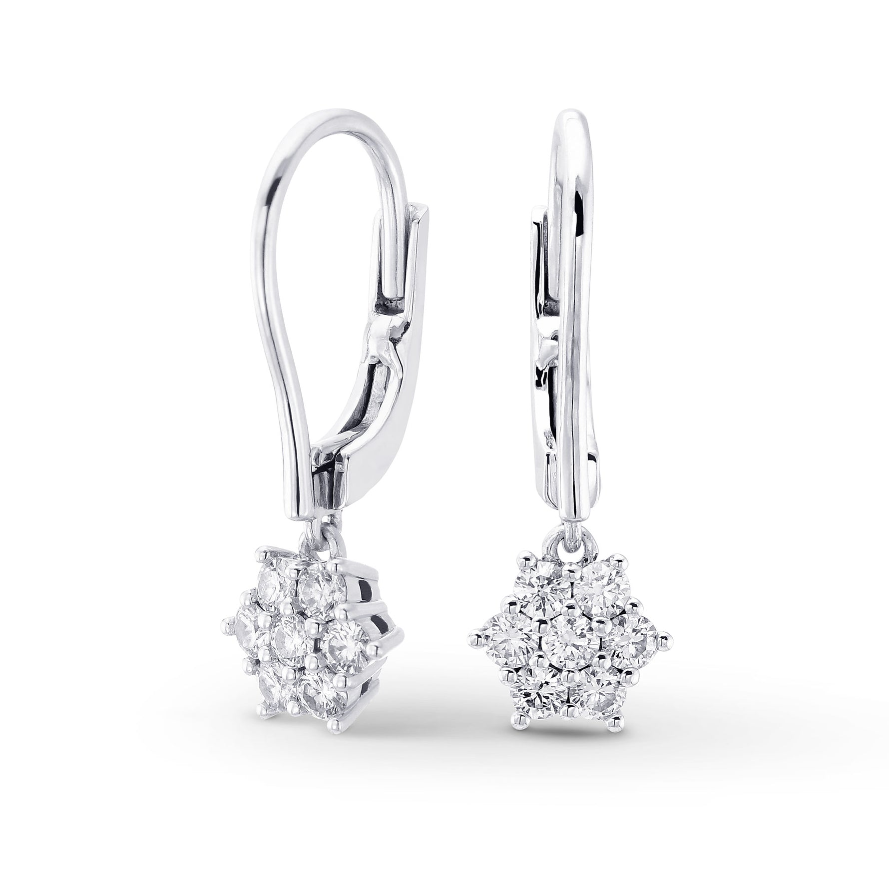 Round Pave Diamond Floral Earrings