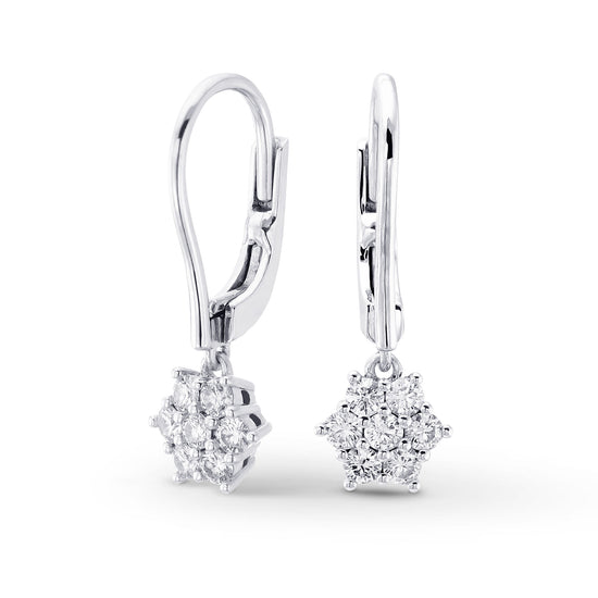 Round Pave Diamond Floral Earrings