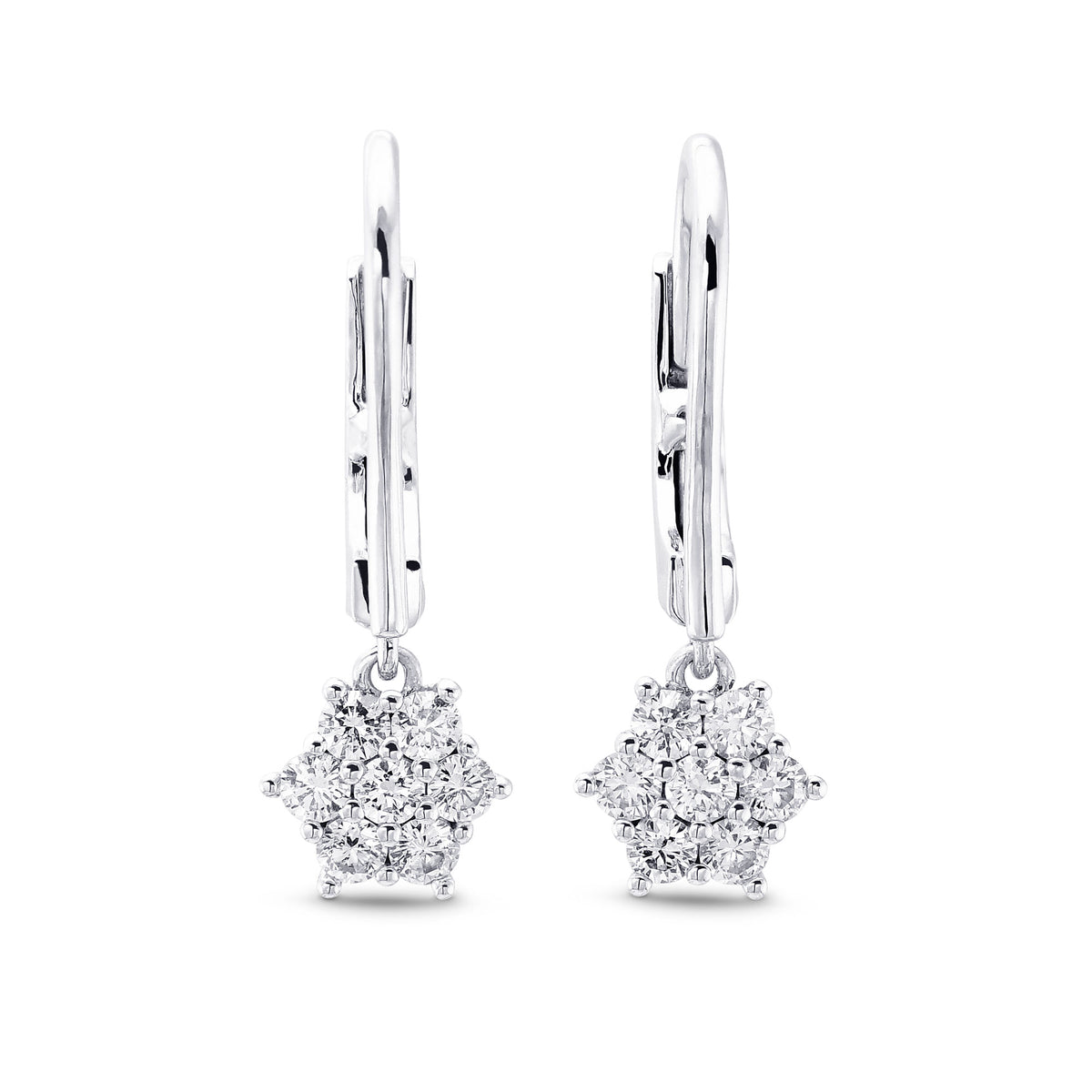 Round Pave Diamond Floral Earrings