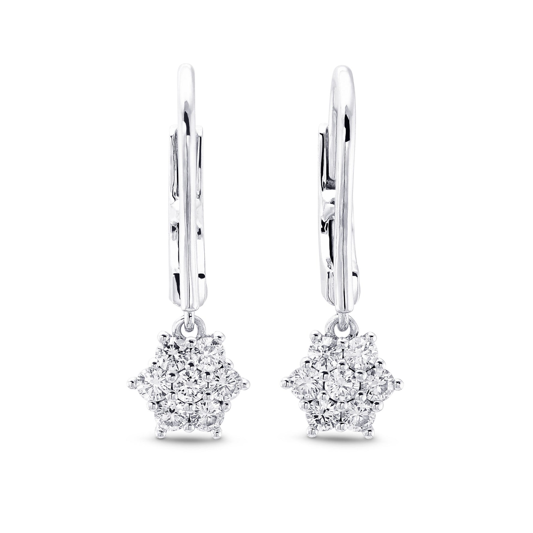 Round Pave Diamond Floral Earrings