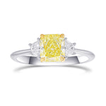 Fancy Yellow Radiant and Trapezoid Diamond 3 Stone Ring 