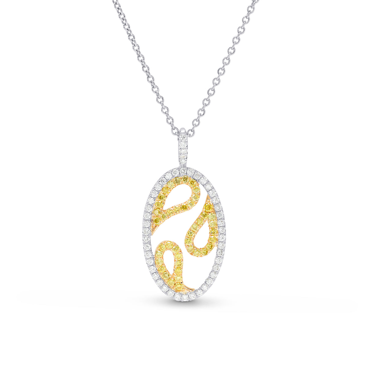 Fancy Intense Yellow & White Diamond Pendant 