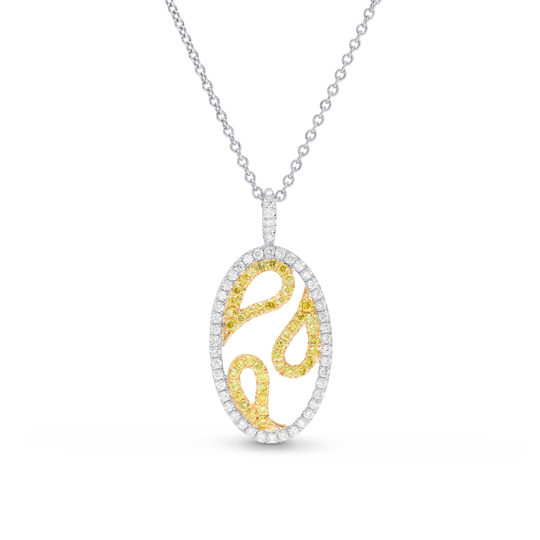 Fancy Intense Yellow & White Diamond Pendant 