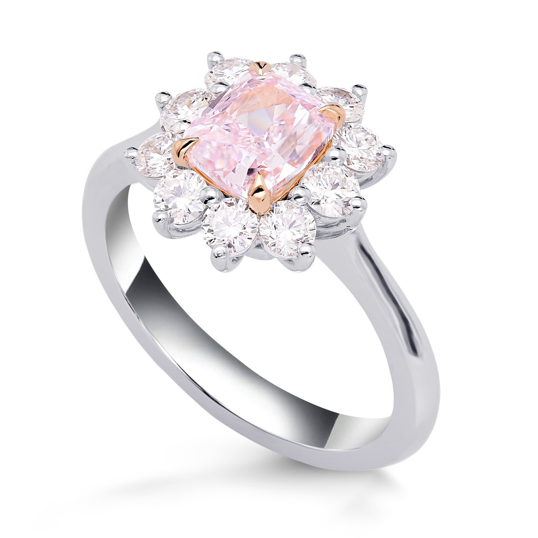 Fancy Light Purplish Pink Cushion Diamond Halo Ring