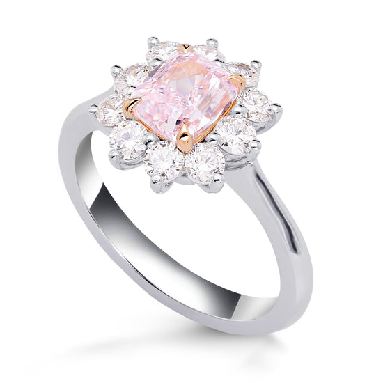 Fancy Light Purplish Pink Cushion Diamond Halo Ring