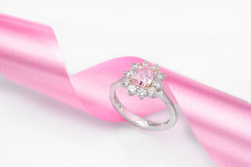 Fancy Light Purplish Pink Cushion Diamond Halo Ring