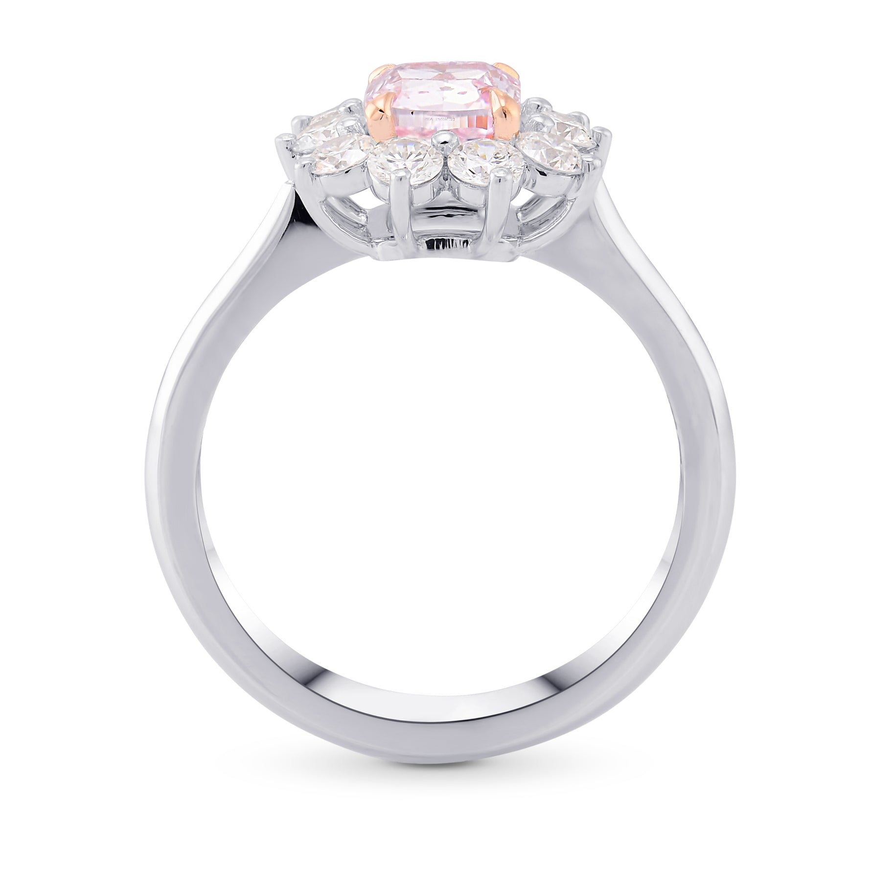 Fancy Light Purplish Pink Cushion Diamond Halo Ring