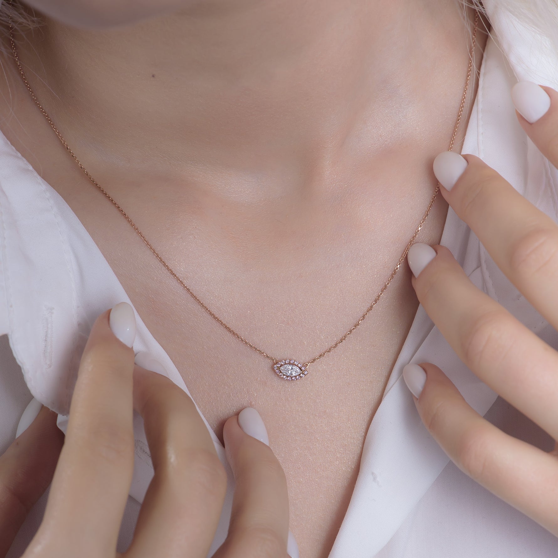  Collection Marquise and Fancy Pink Diamond Halo Pendant
