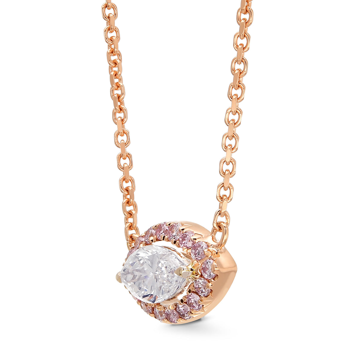  Collection Marquise and Fancy Pink Diamond Halo Pendant