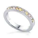 Multicolored Diamond Milgrain Band