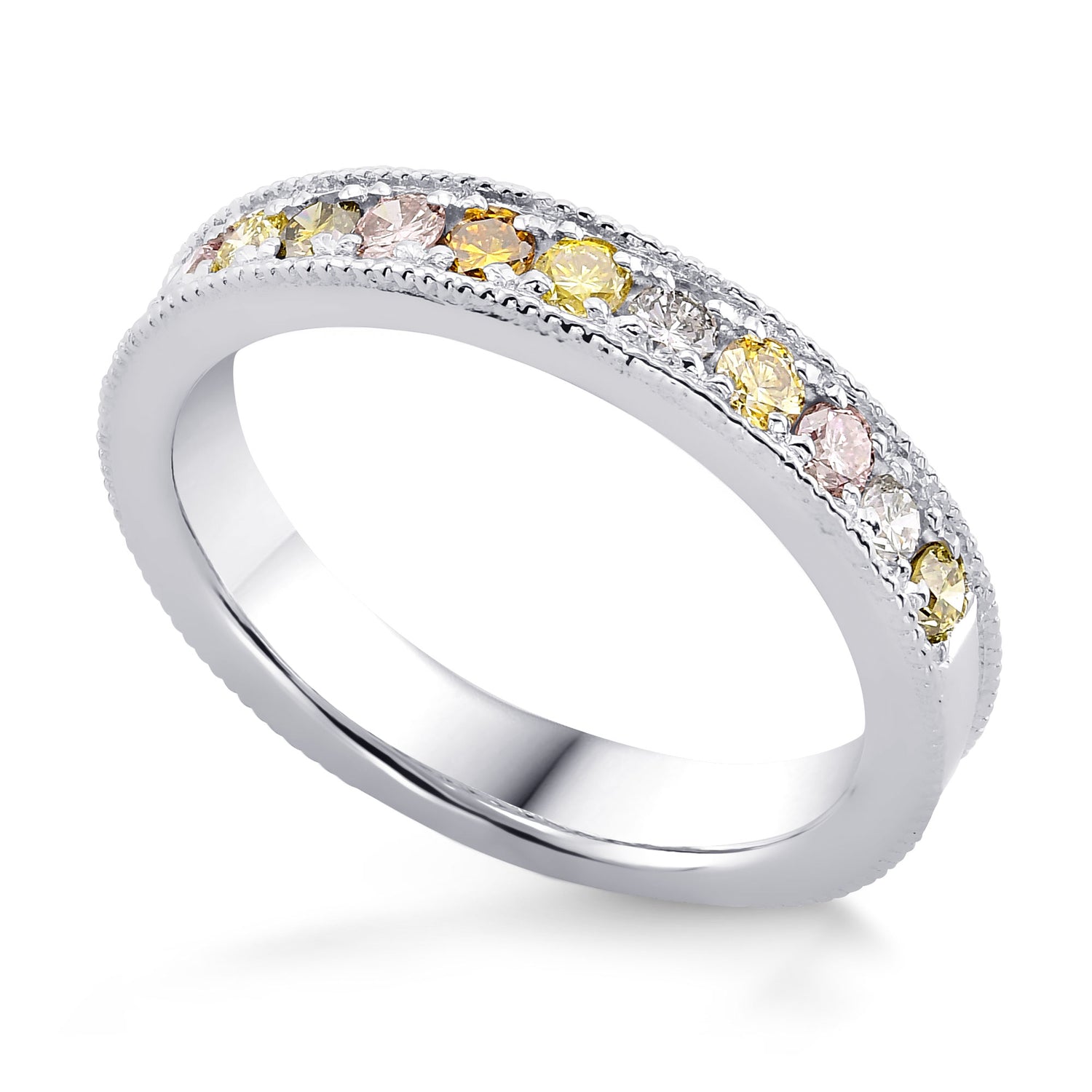 Multicolored Diamond Milgrain Band