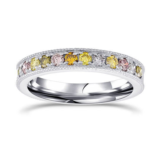 Multicolored Diamond Milgrain Band