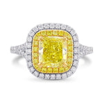Fancy Intense Greenish Yellow Cushion Diamond Halo Ring