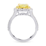 Fancy Intense Greenish Yellow Cushion Diamond Halo Ring