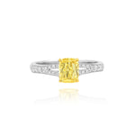 1.06cts GIA Fancy Intense Yellow Cushion Split Shank Diamond Engagement Ring