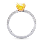 Fancy Vivid Yellow Cushion Diamond Engagement Wedding Ring Set