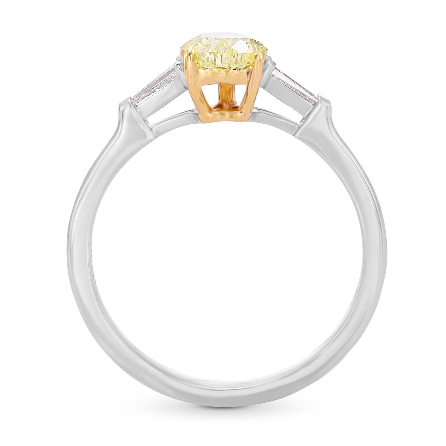 Fancy Light Yellow Heart Shape Diamond 3 Stone Ring