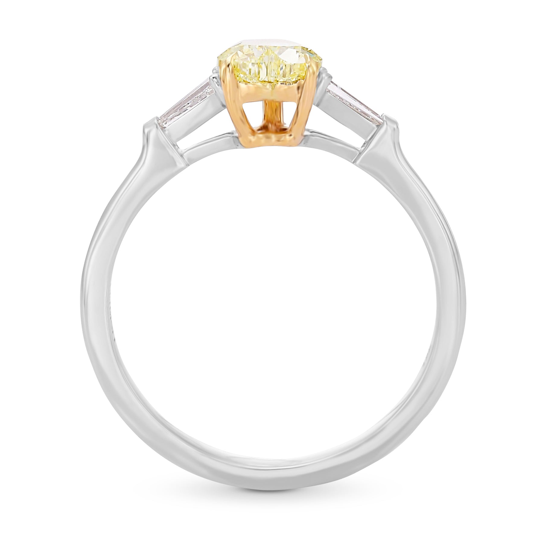 Fancy Light Yellow Heart Shape Diamond 3 Stone Ring