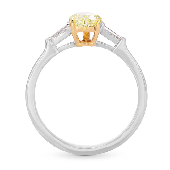 Fancy Light Yellow Heart Shape Diamond 3 Stone Ring