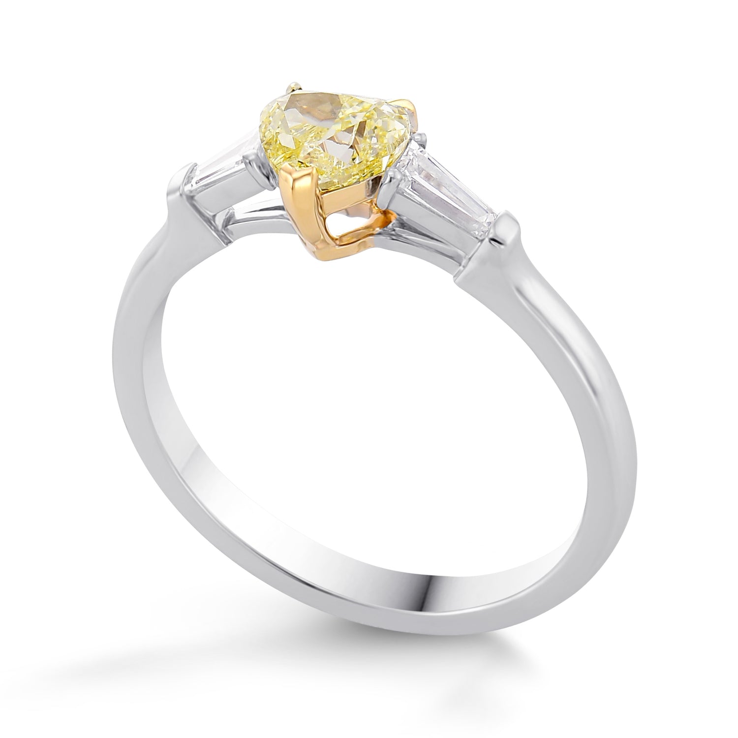 Fancy Light Yellow Heart Shape Diamond 3 Stone Ring