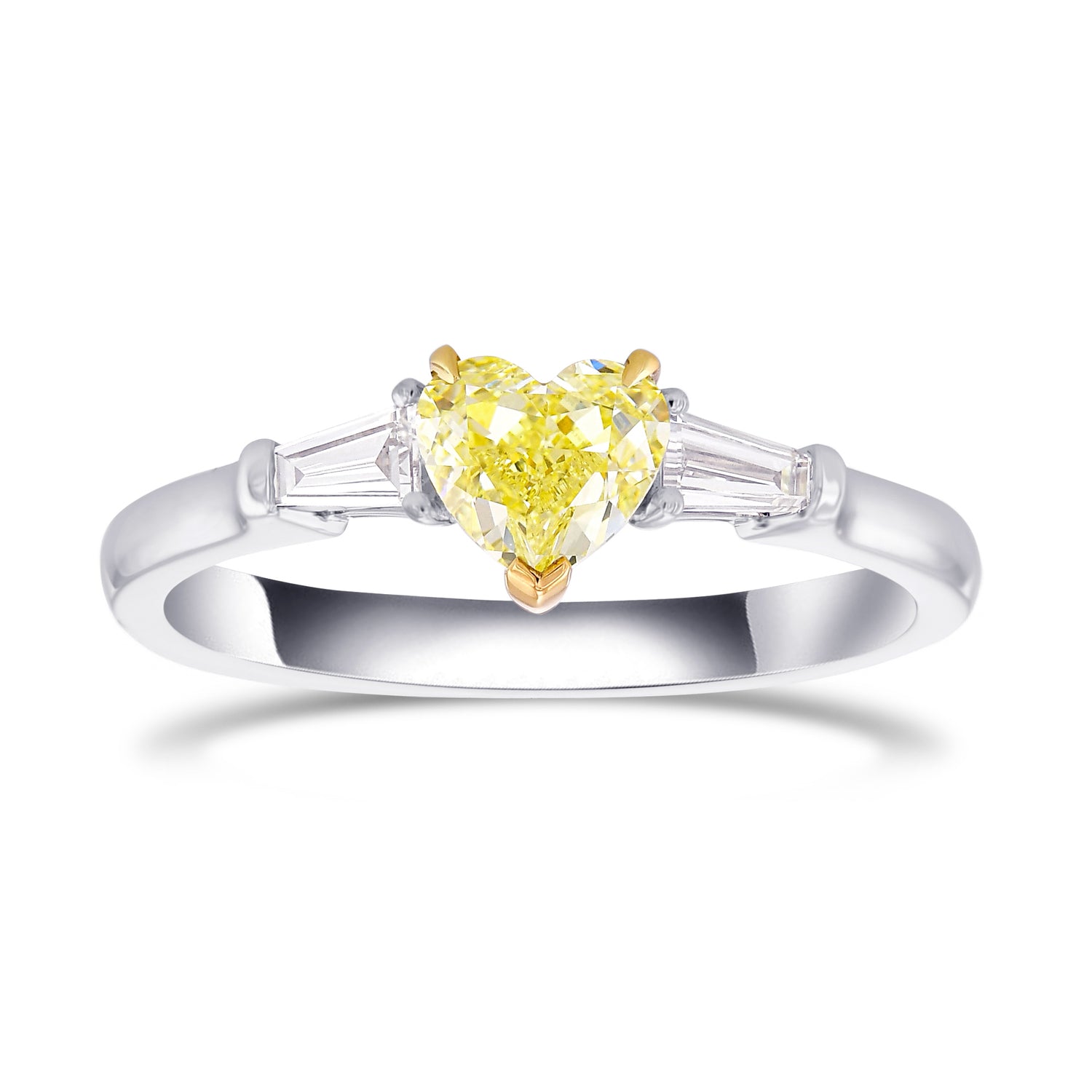 Fancy Light Yellow Heart Shape Diamond 3 Stone Ring