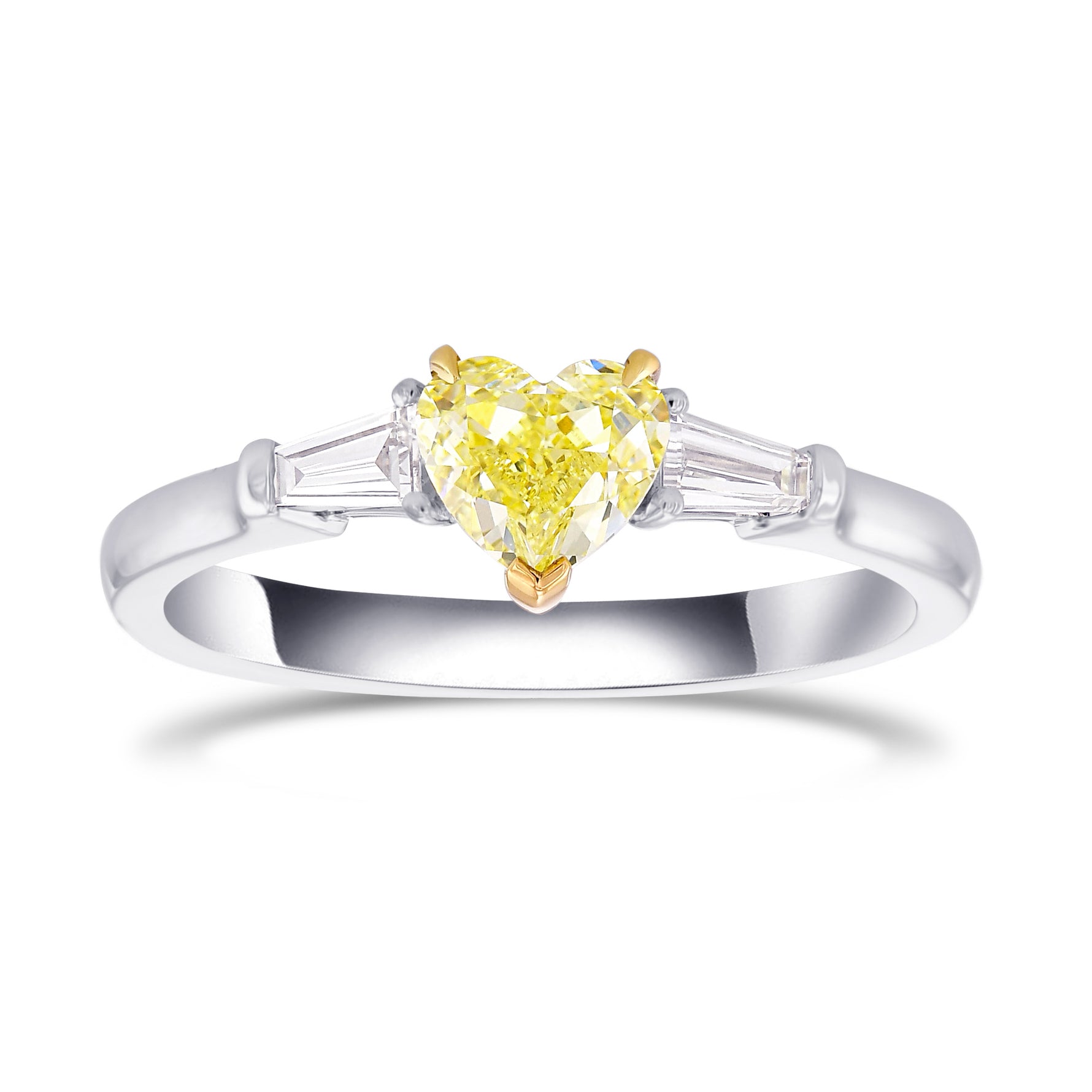 Fancy Light Yellow Heart Shape Diamond 3 Stone Ring