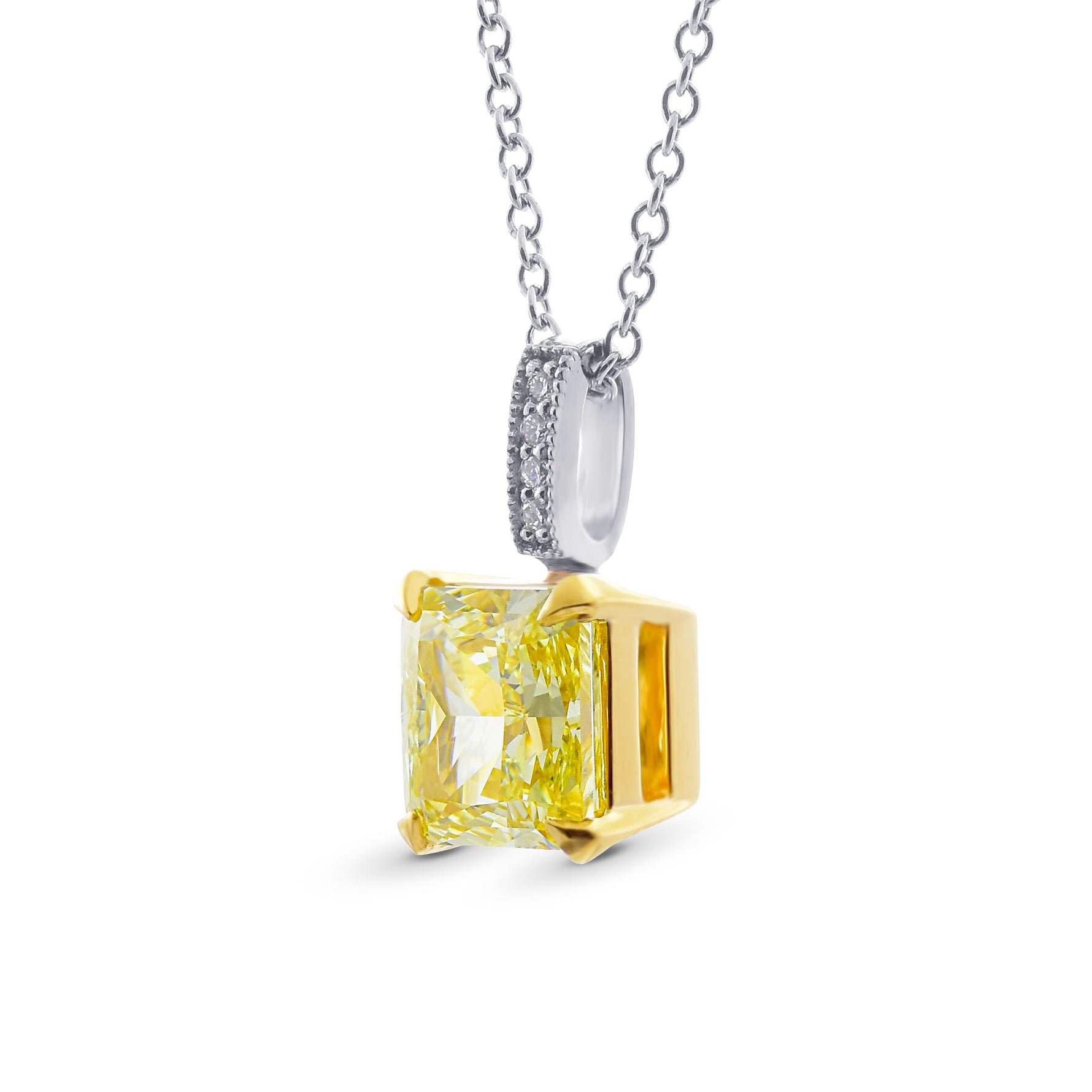 Fancy Intense Yellow Radiant Diamond Drop Pendant 