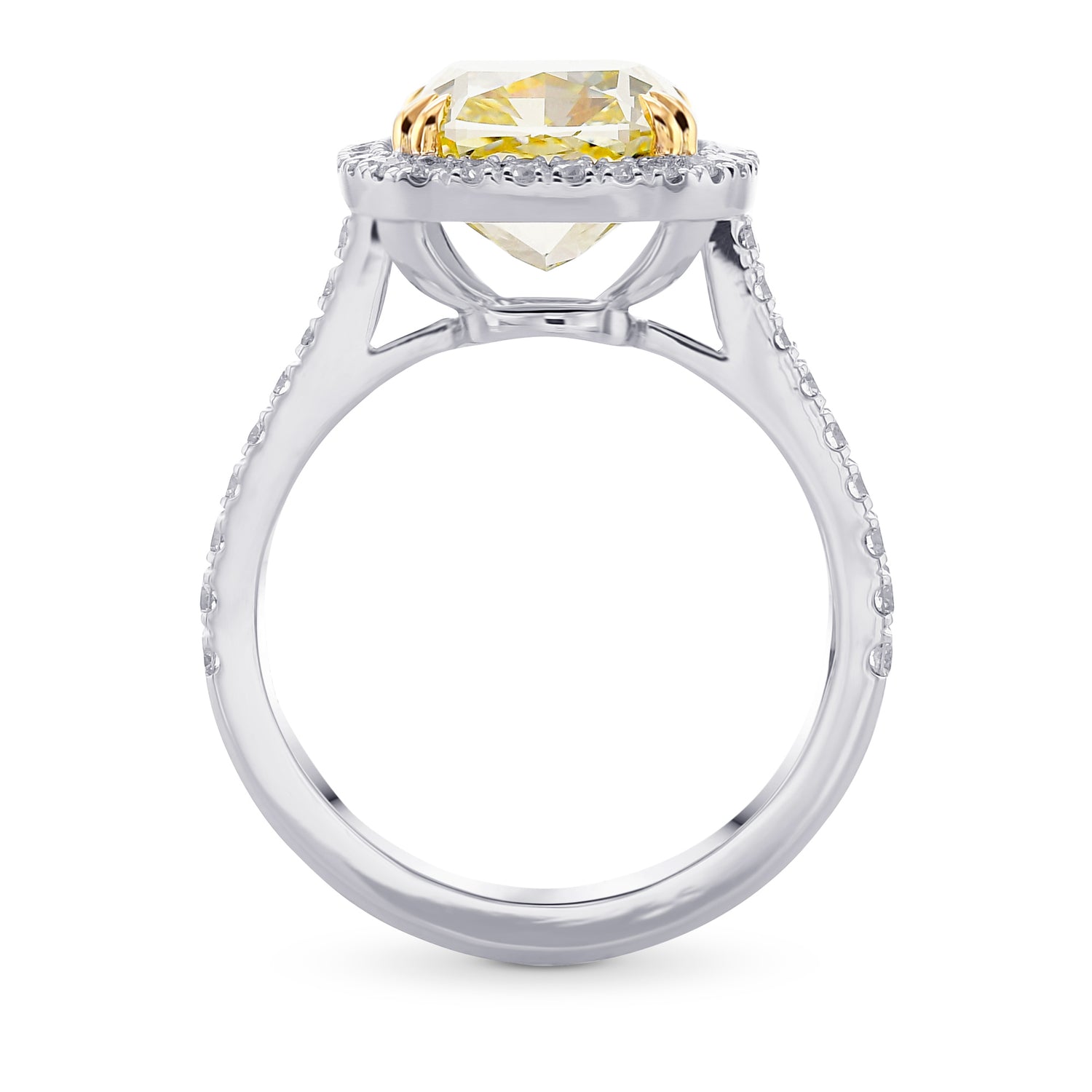 Fancy Light Yellow Cushion Diamond Halo Ring 