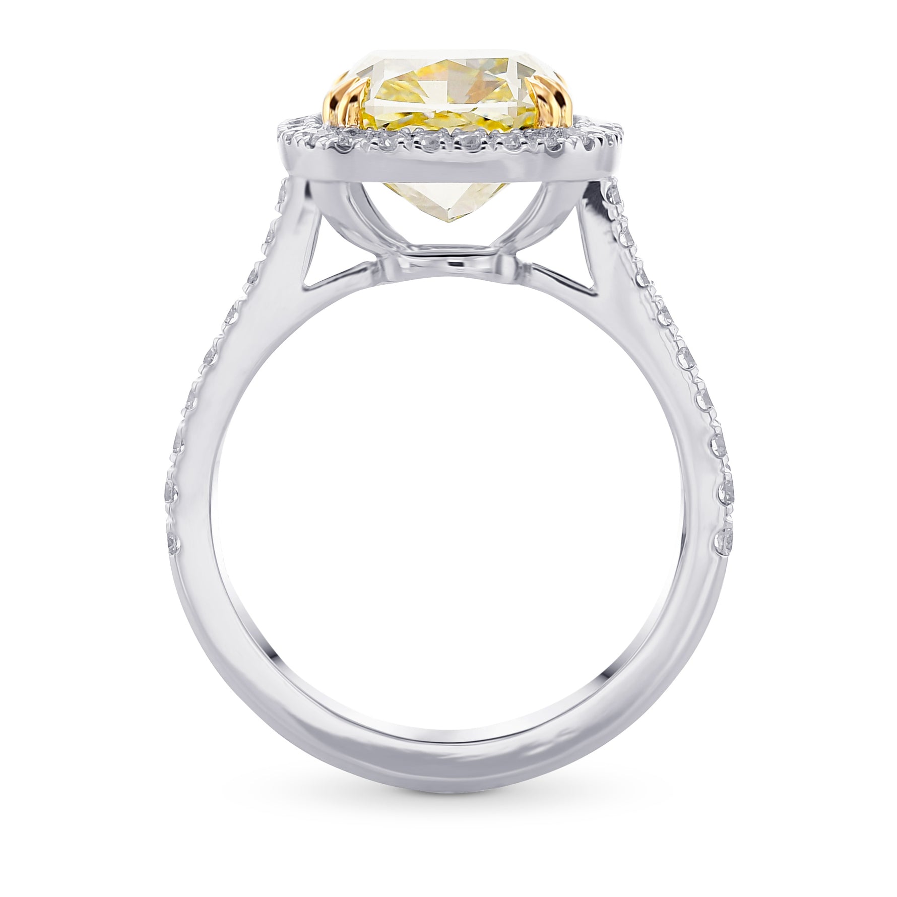 Fancy Light Yellow Cushion Diamond Halo Ring 