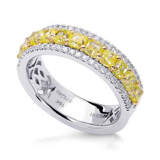 Fancy Yellow Radiant Diamond Band Ring 