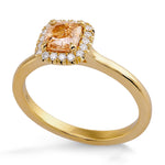 Fancy Brown Yellow Cushion Diamond Halo Ring