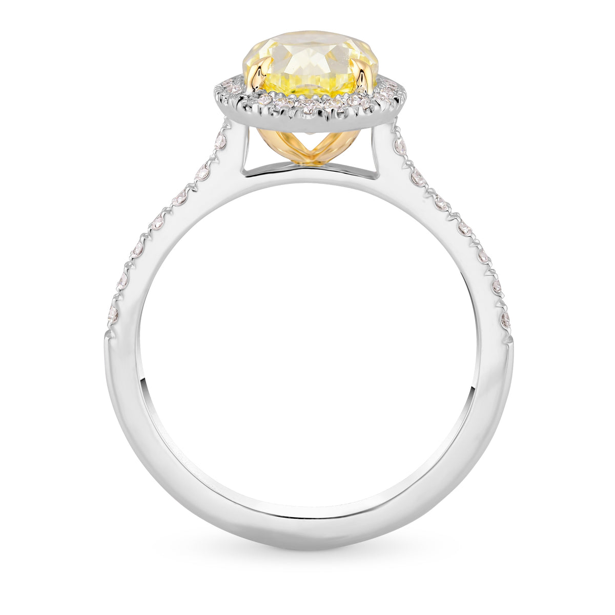 Fancy Yellow Oval Diamond Halo Ring