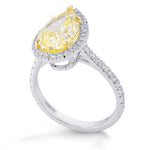 Light Yellow Pear Shape Halo Diamond Ring
