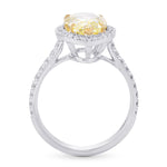 Light Yellow Pear Shape Halo Diamond Ring
