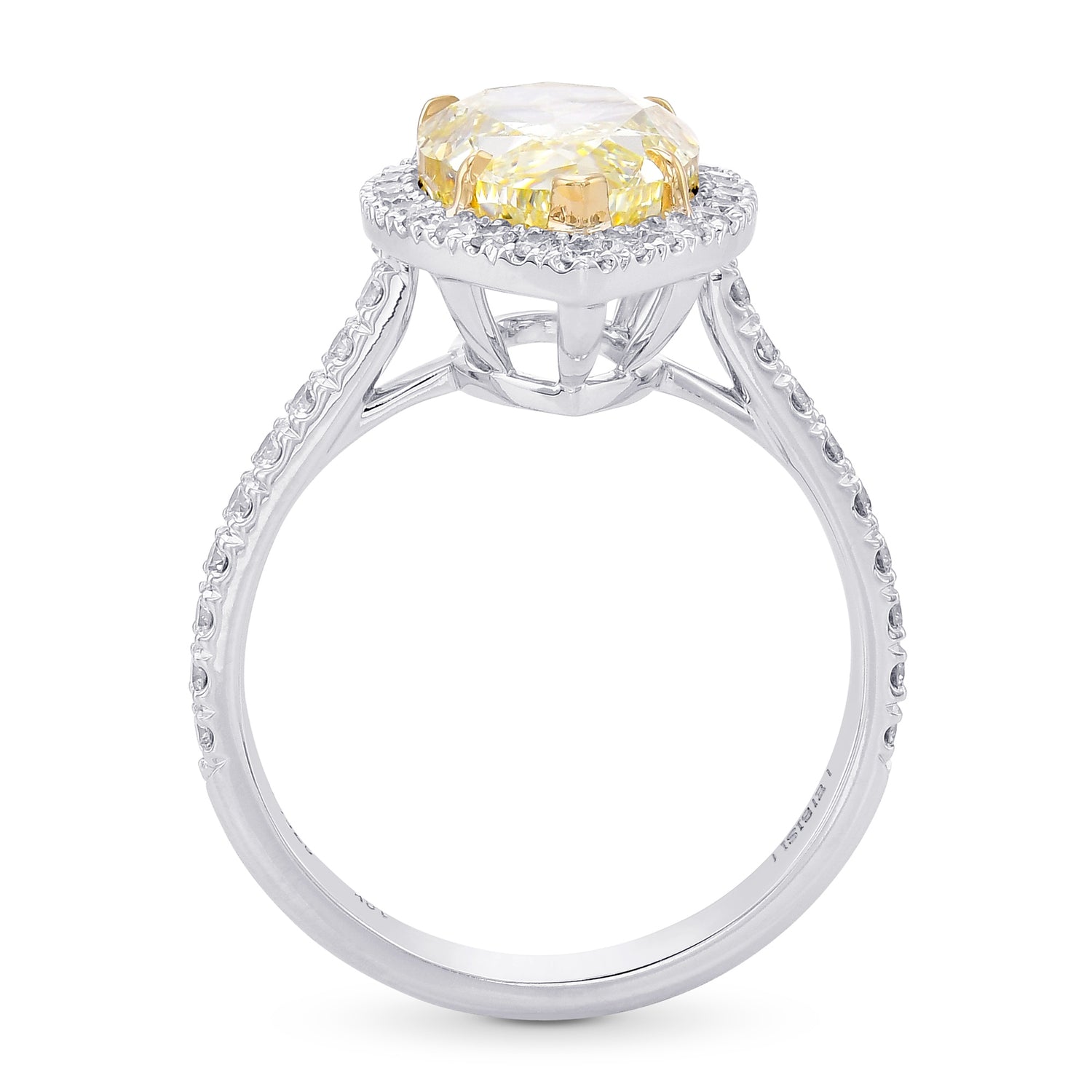 Light Yellow Pear Shape Halo Diamond Ring