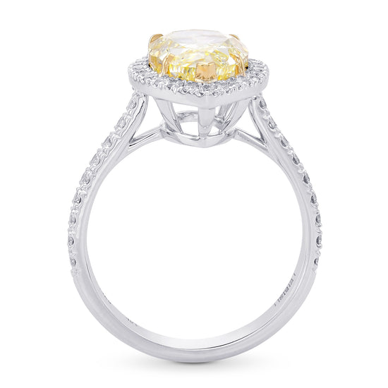 Light Yellow Pear Shape Halo Diamond Ring